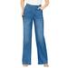 Plus Size Women's Invisible Stretch® Contour Wide-Leg Jean by Denim 24/7 in Medium Wash (Size 40 WP)