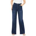 Plus Size Women's Invisible Stretch® Contour Wide-Leg Jean by Denim 24/7 in Dark Wash (Size 22 T)