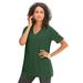 Plus Size Women's V-Neck Ultimate Tee by Roaman's in Midnight Green (Size 2X) 100% Cotton T-Shirt