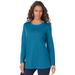 Plus Size Women's Long-Sleeve Crewneck Ultimate Tee by Roaman's in Peacock Teal (Size 1X) Shirt