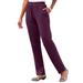 Plus Size Women's Straight-Leg Soft Knit Pant by Roaman's in Dark Berry (Size 2X) Pull On Elastic Waist