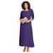 Plus Size Women's Lace Popover Dress by Roaman's in Midnight Violet (Size 28 W)