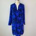 Madewell Dresses | Madewell Silk Blue Floral Long Sleeve Dress | Color: Black/Blue | Size: M