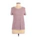 INC International Concepts Short Sleeve T-Shirt: Gray Stripes Tops - Women's Size Medium