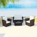 vidaXL 4 Piece Patio lounge set with Cushions Poly Rattan Brown - 33.5" x 19.5" x 13.8"