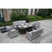 Modern PE Ratten Aluminium Patio Sofa and Rectangle Dining Sets with Fire Pit