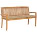 vidaXL Stacking Patio Bench with Cushion 62.6'' Solid Teak Wood - 62.6" x 22.6" x 35.4"