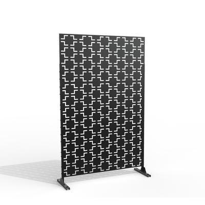 Free Standing Quadra Black Decorative Outdoor Privacy Screen, 47" L x 76" H