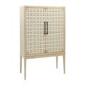 Beachcrest Home™ Dorthy Solid Wood 2 - Door Square Accent Cabinet Wood in Brown/White | 68 H x 42 W x 18 D in | Wayfair