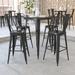 Longshore Tides Commercial Grade 23.75" Square Silver Metal Indoor-Outdoor Bar Table Set w/ 2 Stools w/ Backs Metal in Black | 27.75 W in | Wayfair