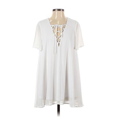 Show Me Your Mumu Casual Dress Tie Neck Short sleeves: White Solid Dresses - Women's Size X-Small