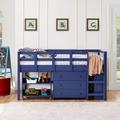 Coonan Twin Solid Wood Loft Bed w/ Bookcase by Harriet Bee Wood in Blue | 43.25 H x 42.5 W x 78 D in | Wayfair 32E52B175ADD438FBBB166DA21FDB22B