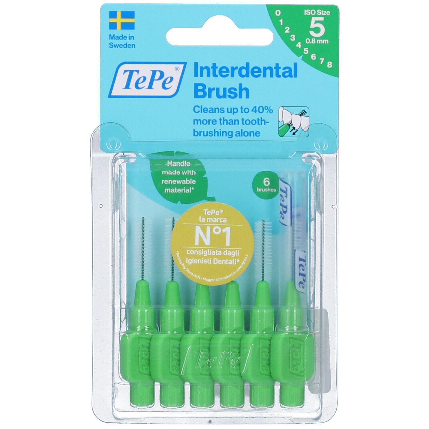 TePe® Original Verde Scovolino Interdentale blister ISO 5 - 0,8 mm 6 p