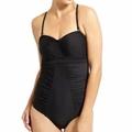 Athleta Swim | Athleta Black One Piece Bandeau Swimsuit With Ruched Tummy & Buttom Size 36 B/C | Color: Black | Size: M