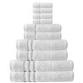 Towelogy® White Bath Towels Set 550GSM 10 Pieces Premium Hotel Quality Quick Dry | 2 Hand Towel 50x90cm | 2 Bath Towel 65x135cm | | 2 Bath Sheet 90x150cm | 4 Face Flannel 30x30cm (10 Pieces Bale Set)