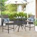 Lark Manor™ Airic 3 Pieces Patio Metal Bar Height Dining Set w/ Square Steel Bar Table & Wicker Bar Stools Metal/Wicker/Rattan in Black | Wayfair