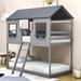 Harper Orchard Twin Over Twin Wooden House Bunk Bed in Gray | 82 H x 41 W x 78 D in | Wayfair F7E1F91612DE4C9EBA63C63A04B33EEB