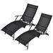 Latitude Run® Set Of 2 Foldable Patio Chaise Lounge W/5-level Backrest Outdoor Recliner Chair Metal in Black | 40.5 H x 25 W x 56 D in | Wayfair