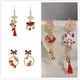 Timlee-Boucles d'oreilles pendantes en alliage de renard doux aucun pompon de fleurs nœud rond