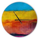 Designart 'Yellow Blue Orange in Abstract Painting background' Oversized Modern Wall CLock