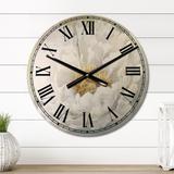 Designart 'White Serene Peony' Cottage Large Wall CLock