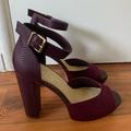 Jessica Simpson Shoes | Burgundy Chunky Snake Skin Heels By Jessica Simpson | Color: Purple | Size: 10