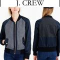 J. Crew Jackets & Coats | J Crew Pinstripe Wool Blend Bomber Zip Jacket Xl | Color: Blue/Gray | Size: Xl