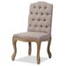 Baxton Studio Hudson Chic Rustic French Country Cottage Weathered Oak Beige Fabric Button-Tufted Upholstered Dining Chair Polyester | Wayfair