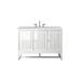 "Athens 48"" Single Vanity Cabinet - Glossy White - With 3 CM Carrara White Top - James Martin E645-V48-GW-3CAR"