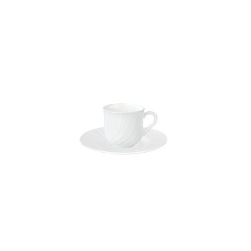 12er Set Kaffeetasse 23,5 cl mit Untertasse 15,5cm Ebro aus Opal-Hartglas