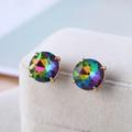 Kate Spade Jewelry | Kate Spade New York Large Color Crystal Fashion Stud Earrings. | Color: Green/Purple | Size: Os