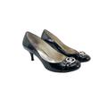 Michael Kors Shoes | Michael Kors Signature Heels Women’s Size 6.5 Black Pumps W Gold Logo | Color: Black | Size: 6.5