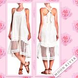 Anthropologie Dresses | Anthropologie By Moon River Crochet Midi Dress In Ivory (Off White) | Color: White | Size: L