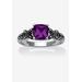 Women's Cushion-Cut Birthstone Ring In Sterling Silver by PalmBeach Jewelry in February (Size 7)