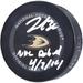 John Gibson Anaheim Ducks Autographed 2021 Model Official Game Puck with "NHL Debut 4/7/14" Inscription