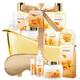 Bath Gift Set - Almond Milk and Honey Spa Kit Includes Shower Gel, Bath Bomb, Bubble Bath, Body Lotion, Salts, Body Lotion, Jojoba Oil & Organic Lip Balm - Birthday & Holiday Gifts for Women & Men