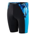 Speedo Men's ECO Endurance+ Splice II Jammer, Black/Pool/ Blue Flame, 28