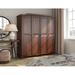 Charlton Home® Kyle 100% Solid Wood 4-door Wardrobe Armoire Wood in Brown | 76.5 H x 72.25 W x 22.25 D in | Wayfair