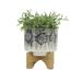 Dakota Fields Tarrin Planter on Stand - Ceramic Blue Planter on Wooden Base - Contemporary Snakeskin Design Plant Stand Ceramic | Wayfair