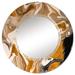 East Urban Home Brown Wave w/ Black & White Blotches - Modern Wall Mirror Round Metal | 32 H x 32 W x 0.24 D in | Wayfair