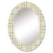 East Urban Home Beige Geometric Crosses & Squares - Patterned Wall Mirror Oval in White | 36 H x 24 W x 0.24 D in | Wayfair