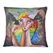 East Urban Home Modern Cubist Portrait Of Girl III - Glam Printed Throw Pillow Polyester/Polyfill blend | 16 H x 16 W x 5 D in | Wayfair