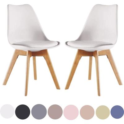 2er-Set Lorenzo Retro-Esszimmerstuhl – Kunstleder gepolstert, Kunststoffkorpus und Beine aus Image