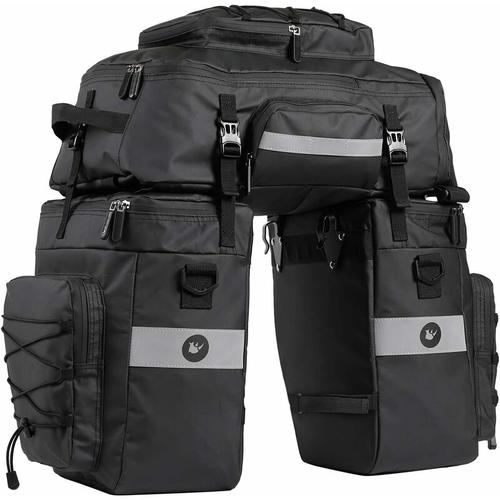 Fahrradtasche 3 in 1 Wasserdichte 70-Liter-Fahrradgepäckträgertasche mit Regenschutz, Schwarz