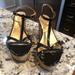 Kate Spade Shoes | Kate Spade St Tropez Cork Wedge Sandals 8 | Color: Black/Tan | Size: 8