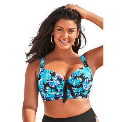 Plus Size Women's Confidante Bra Sized Underwire Bikini Top by Swimsuits For All in Blue (Size 44 F)