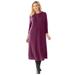 Plus Size Women's Thermal Knit Lace Bib Dress by Woman Within in Deep Claret (Size 18/20)