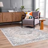 Rudo 7'10" x 10'2" Light Gray/Dark Gray/Cloud Gray/Nutmeg/Smoke/Medium Gray/Medium Brown/Gray Washable Area Rug - Hauteloom