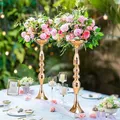 Porte-bougie en métal Vases à fleurs de mariage Simulation boule de fleurs en soie chandelier