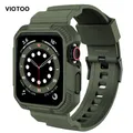 VIOTOO-Bracelet vert armée pour Apple Watch 44mm 42mm avec boîtier pare-chocs robuste protection